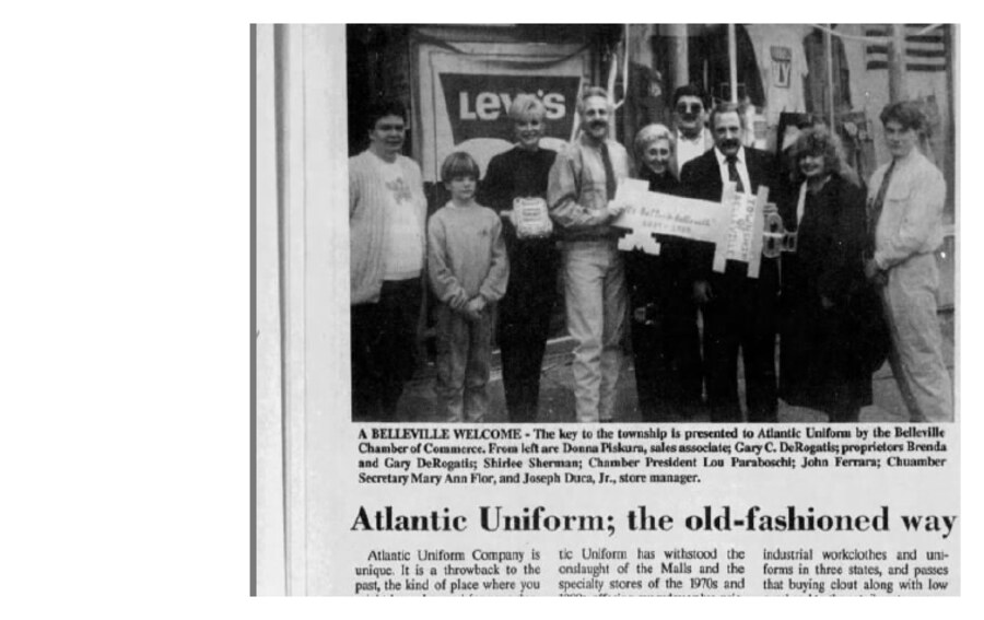Atlantic Uniform; the old-fashioned way feature article, The Belleville Times, March 5, 1992