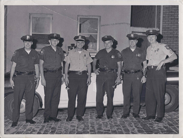 Vintage black and white photograph of New Jersey police officers in uniform